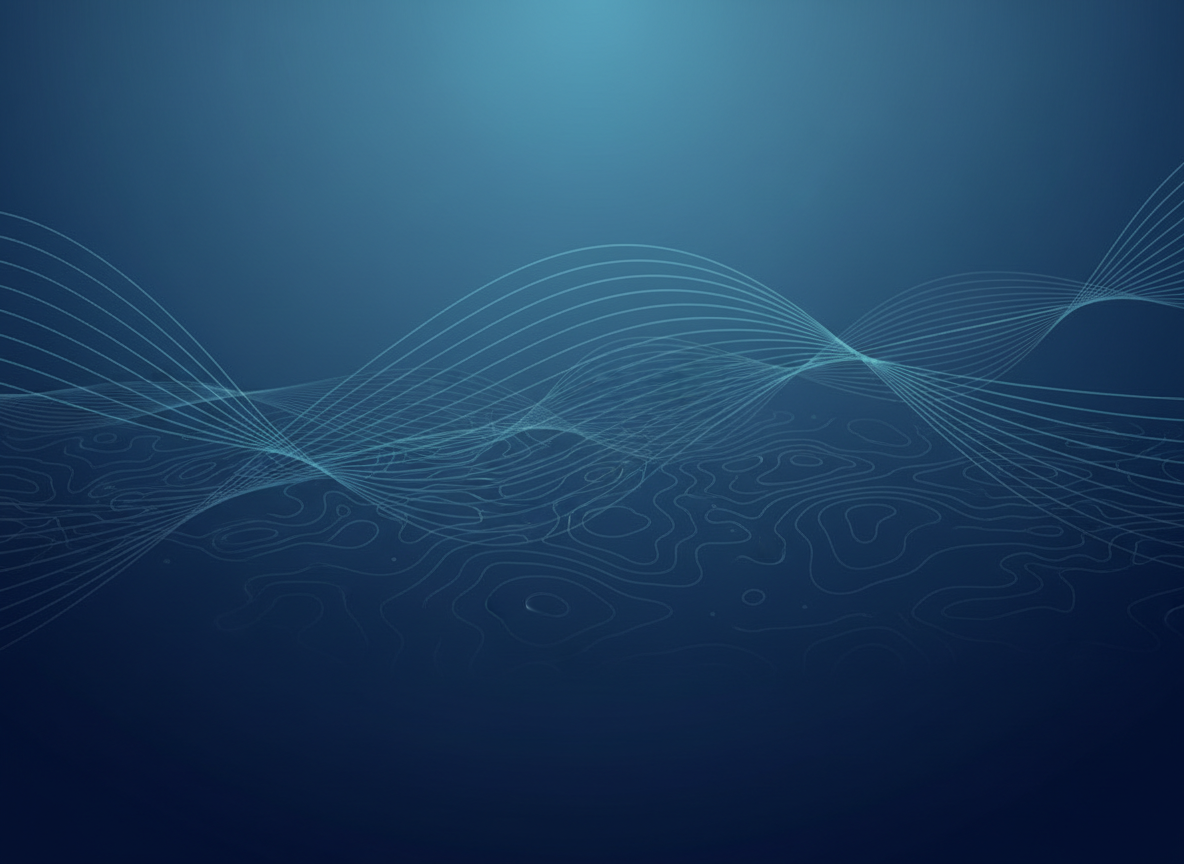 Abstract atmospheric data visualization in deep blue tones